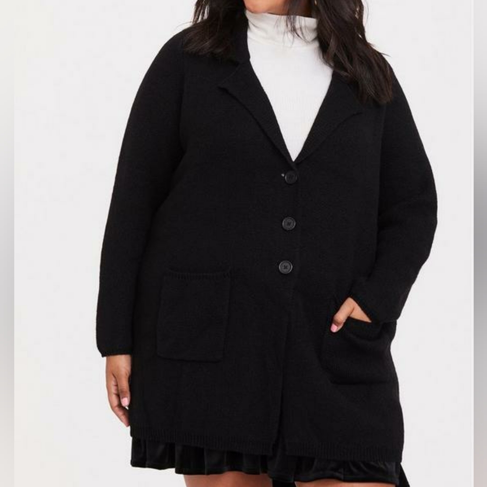 Torrid Notched Collar Heavy Cardigan -Black 1X